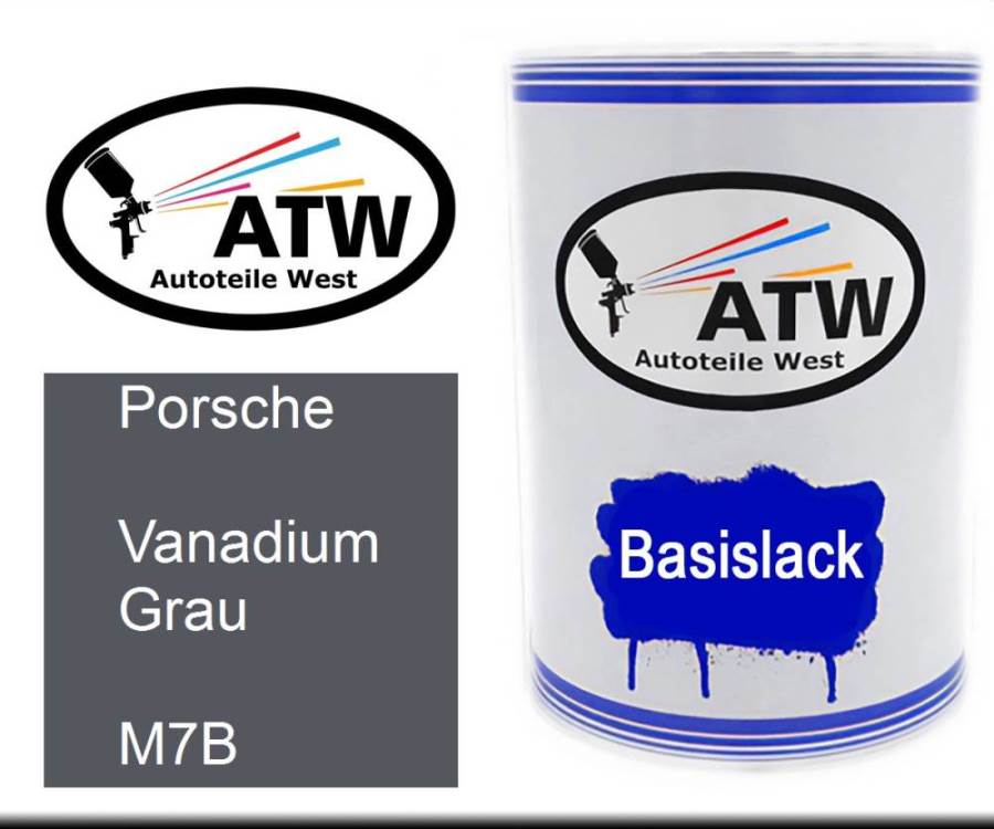 Porsche, Vanadium Grau, M7B: 500ml Lackdose, von ATW Autoteile West.